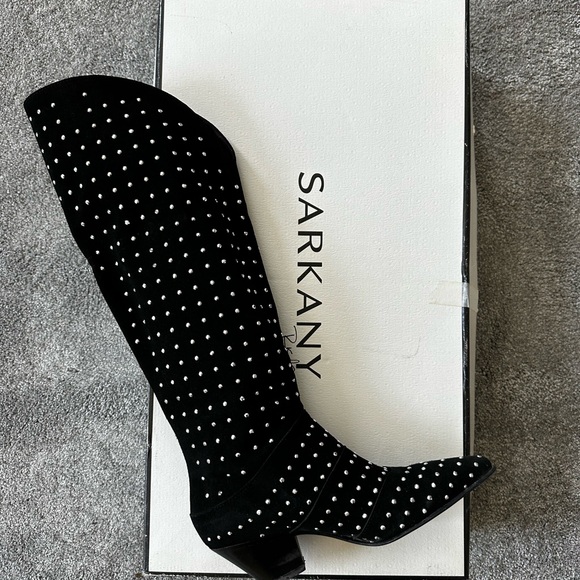 Black studded suede boots size 37 - Picture 1 of 5